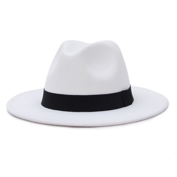 New Wide Brim White Fedora Hat For Women