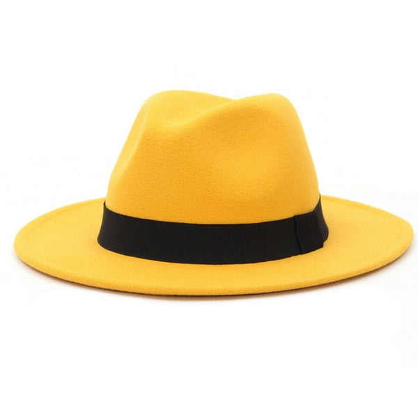 New Wide Brim White Fedora Hat For Women