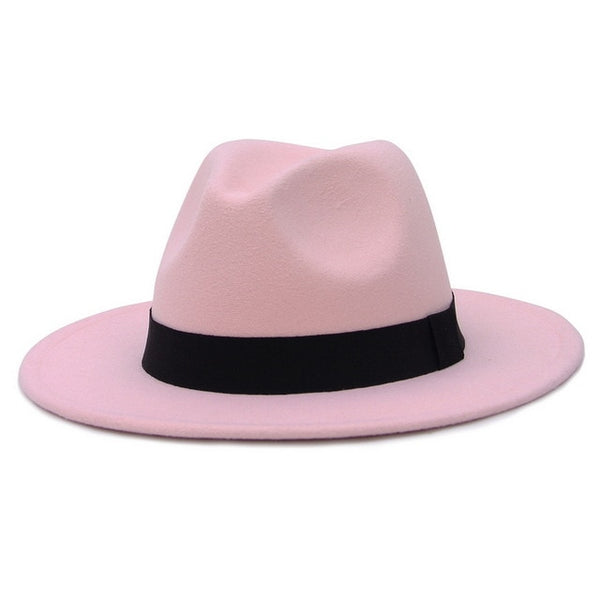 New Wide Brim White Fedora Hat For Women