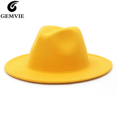 Brim Fedora Hat For Women Solid Color