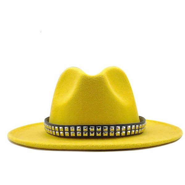 wool Fedoras For Women Wide Brim Felt Hat Ladies  Cap
