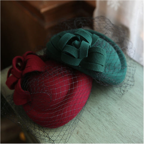 Wedding Fedora Hat Mesh Wool Felt Ceremonial Banquet Wedding Dress