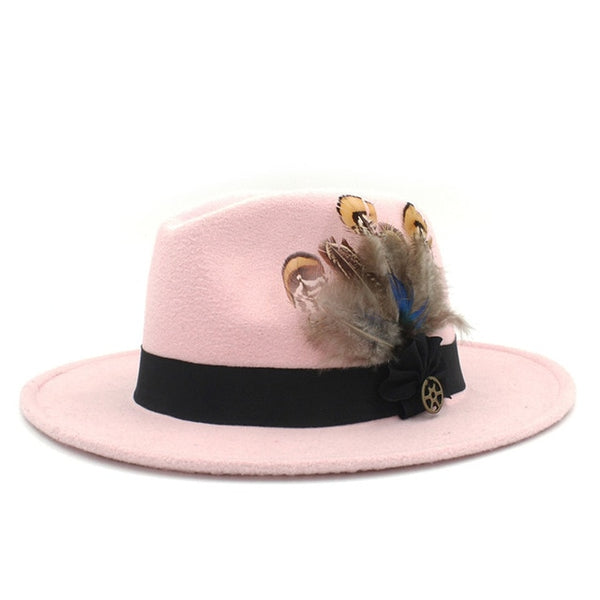 Wide Brim Felt Trilby Fedora Hat For Womem