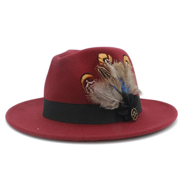 Wide Brim Felt Trilby Fedora Hat For Womem