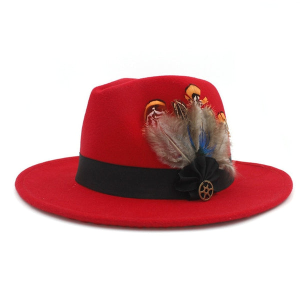 Wide Brim Felt Trilby Fedora Hat For Womem