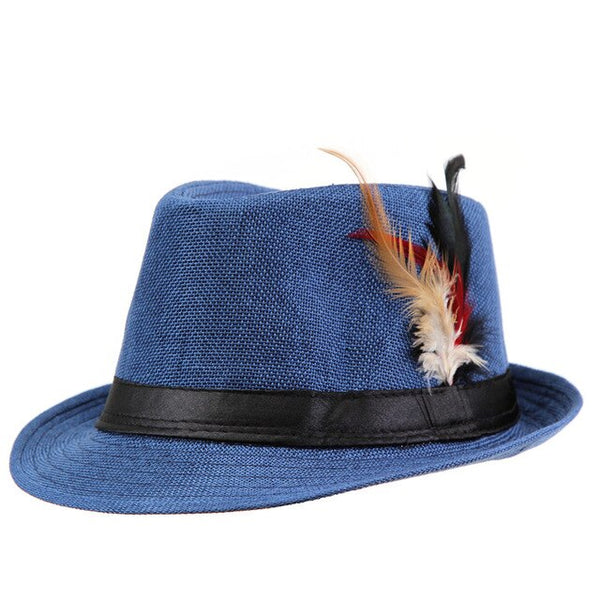 Trendy Unisex Side with feathers Fedora Trilby Gangster Cap For Women
