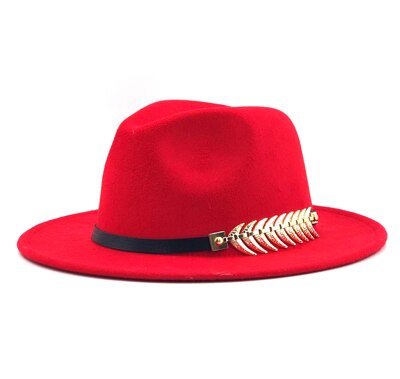 New Wool Fedora Hat Hawkins Felt Cap Wide Brim