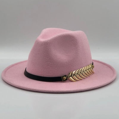 New Wool Fedora Hat Hawkins Felt Cap Wide Brim