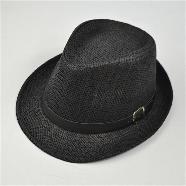 Retro Straw Fedoras Plaid Hats Cap Classic Version