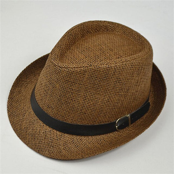 Retro Straw Fedoras Plaid Hats Cap Classic Version