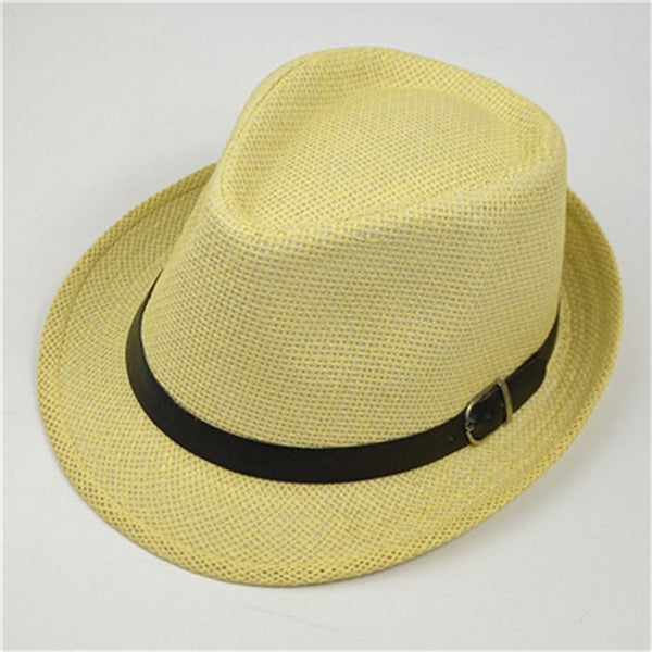 Retro Straw Fedoras Plaid Hats Cap Classic Version