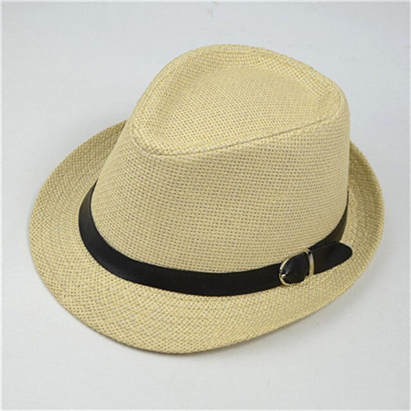Retro Straw Fedoras Plaid Hats Cap Classic Version