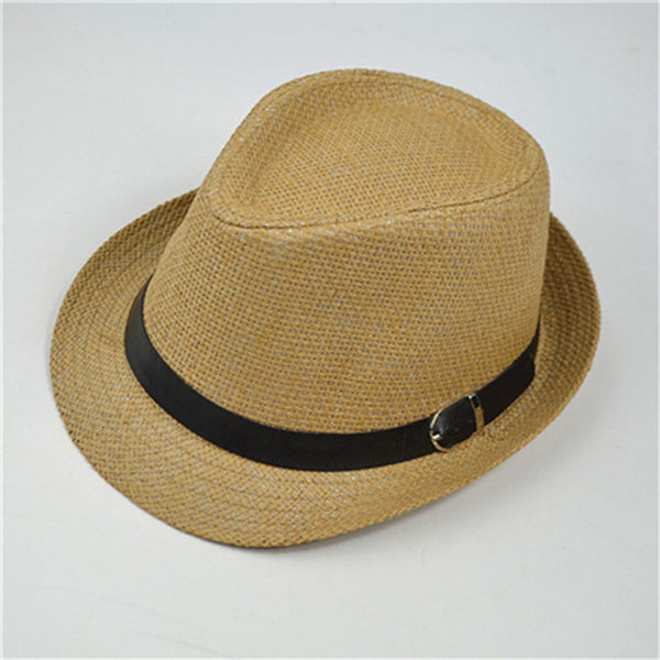 Retro Straw Fedoras Plaid Hats Cap Classic Version