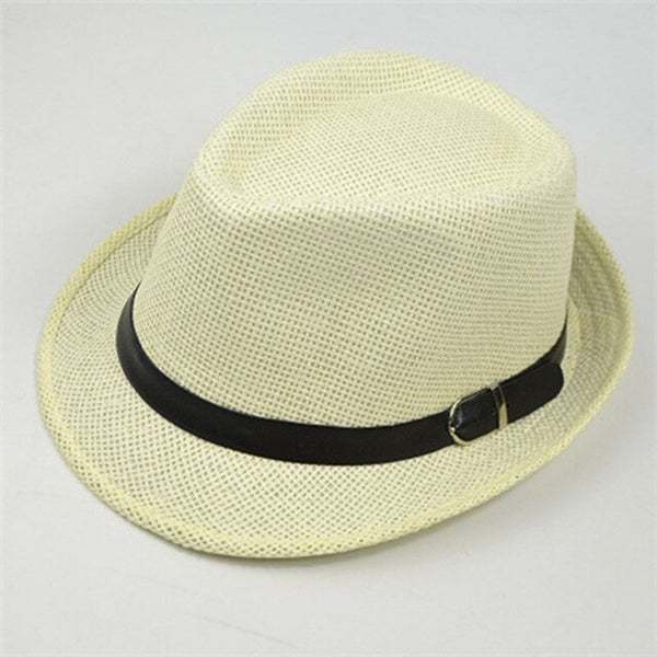 Retro Straw Fedoras Plaid Hats Cap Classic Version