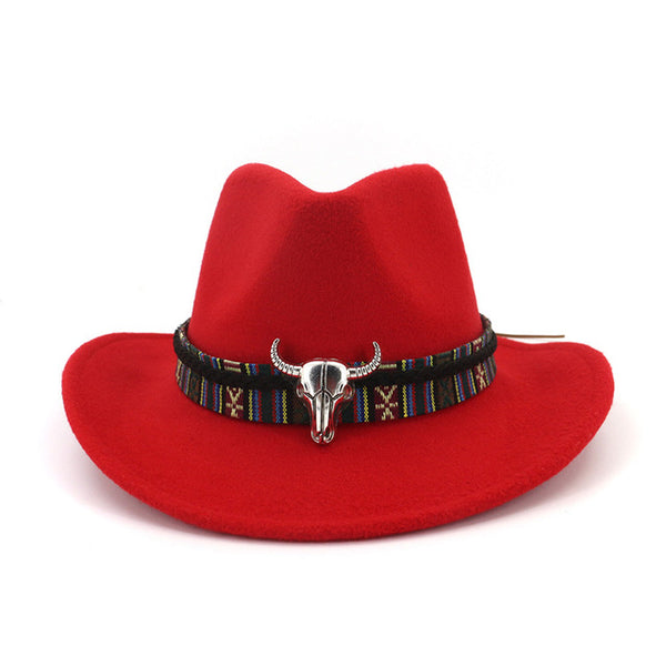 Wide Brim Western Cowboy Jazz Cap  Wool Felt Fedora Hats