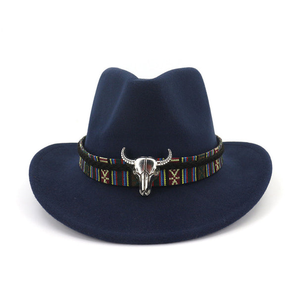 Wide Brim Western Cowboy Jazz Cap  Wool Felt Fedora Hats