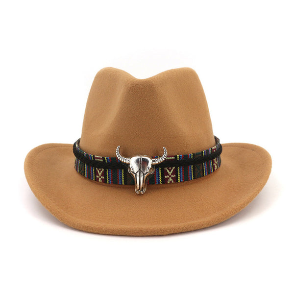 Wide Brim Western Cowboy Jazz Cap  Wool Felt Fedora Hats