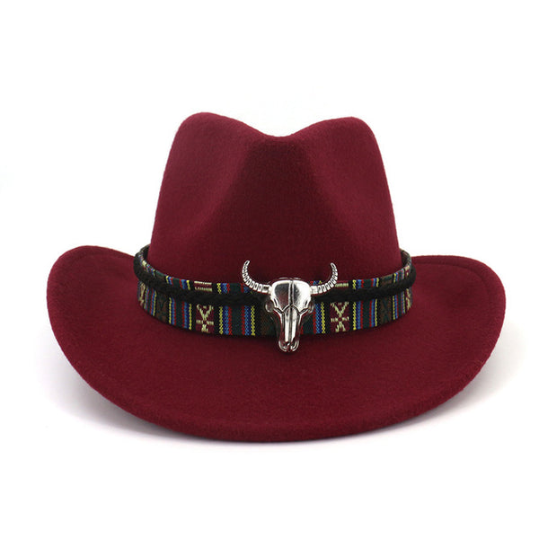 Wide Brim Western Cowboy Jazz Cap  Wool Felt Fedora Hats