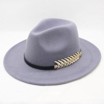 Wool Wide Brim Felt Fedora Trilby Hat For Women Men