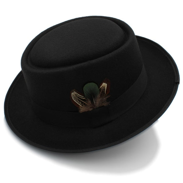 Women Men Autumn Felt Pork Pie Hat for Lad Crushable Hat