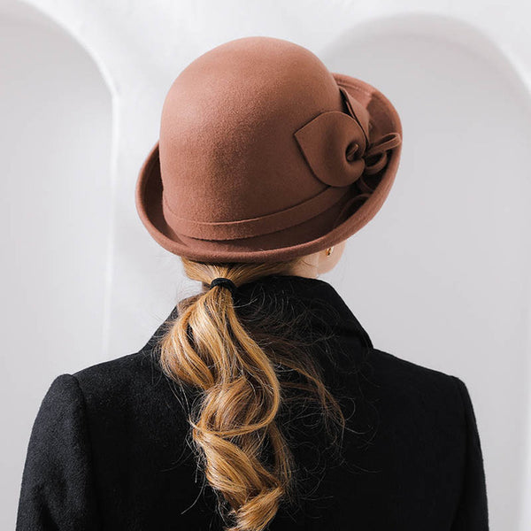 Flanging Floral Wool Felt Fedoras Women's  Hats